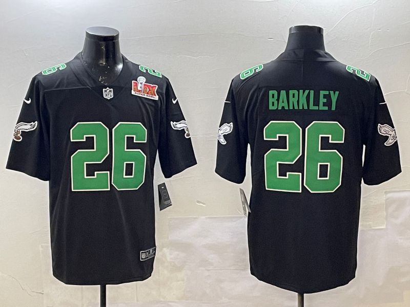 Men Philadelphia Eagles #26 Barkley Black green Throwback 2025 Nike Limited NFL Jersey style 6